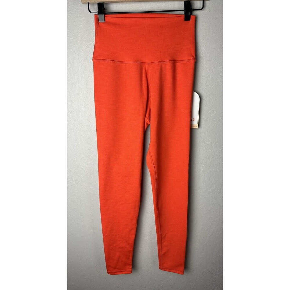 NWT Barre 3 XS Ribbed Script Leggings Orange Cherry High Rise SMALL